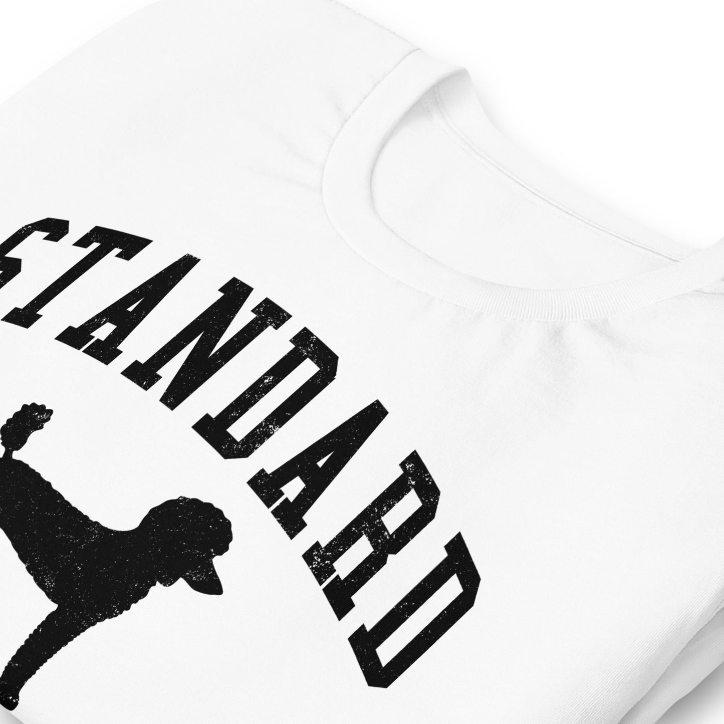 Standard Poodles, Collegiate Unisex Short Sleeve Tee, Black Distressed Print