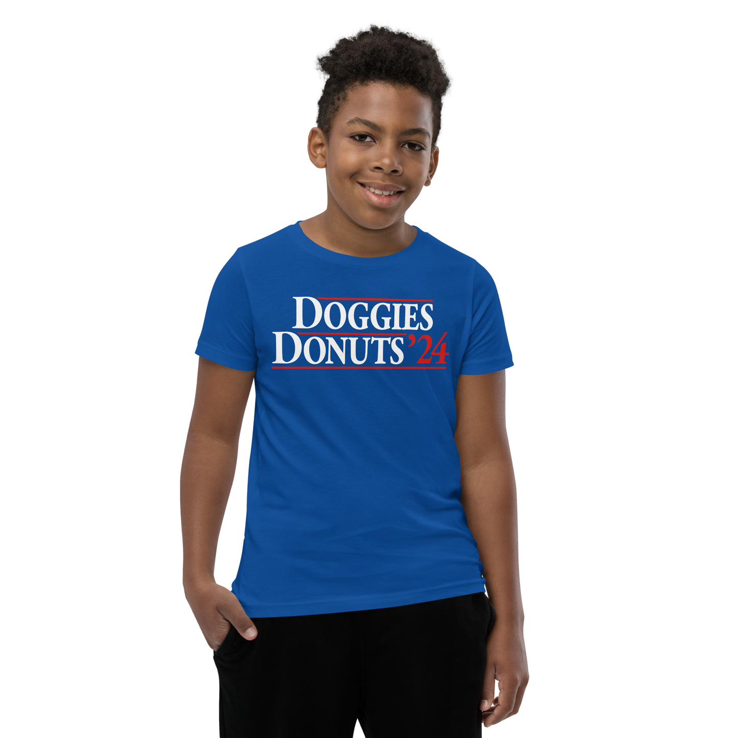 Doggies and Donuts 2024, Blue Youth Short Sleeve Tee