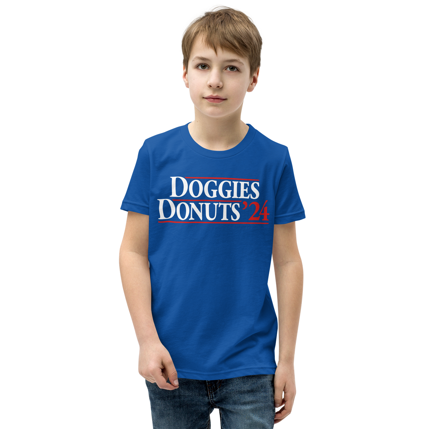 Doggies and Donuts 2024, Blue Youth Short Sleeve Tee