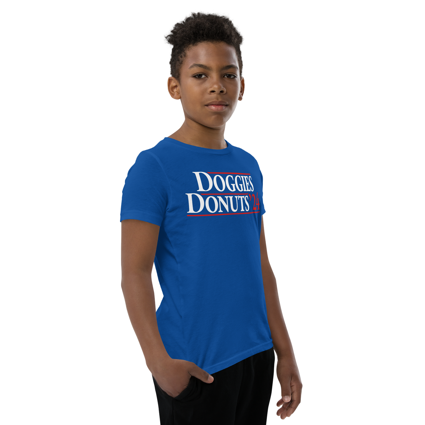 Doggies and Donuts 2024, Blue Youth Short Sleeve Tee