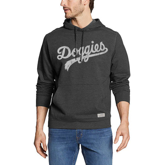 Doggies Script Hoodie, Dark Heather Gray with Distressed Gray Print